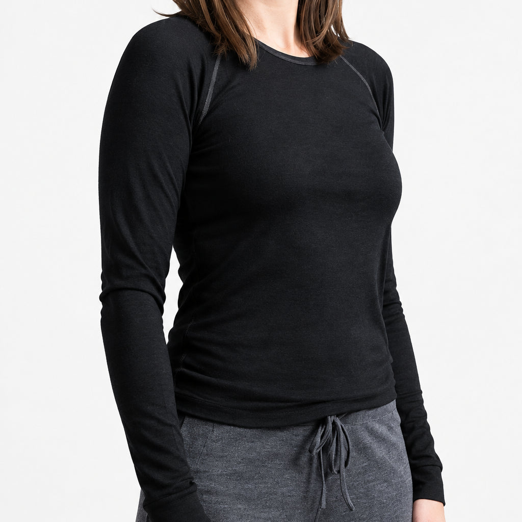Chill Angel Tops Black/Grey / S Aurora Merino Raglan Crew
