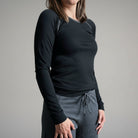 Chill Angel Tops Black/Grey / S Aurora Merino Raglan Crew
