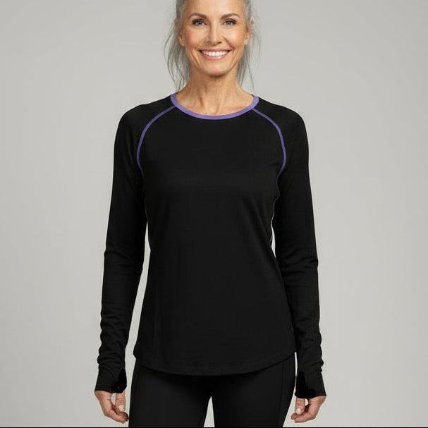 Chill Angel Tops Black/Plum / S Aurora Raglan Crew